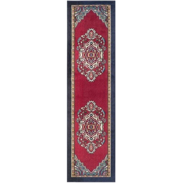 Safavieh Monaco Power Loomed Rectangle Rug- Red - Turquoise- 2 ft. 2 in. x 14 ft. MNC207C-214 - main